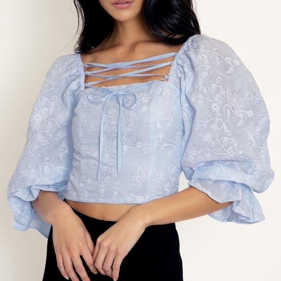 Blackmilk Unicorn Broderie Peasant Top - Picture 4 of 8